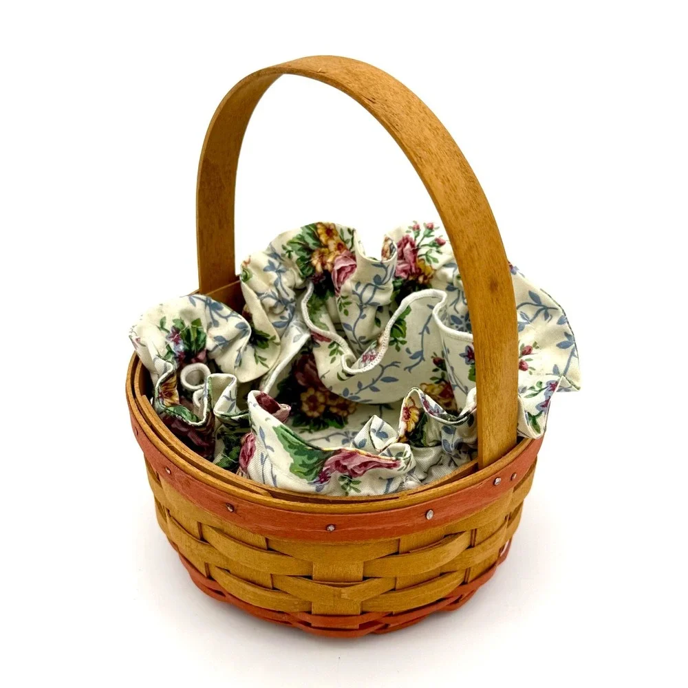 Longaberger 1996 Mother's Day Collection Small Basket with Floral Liner